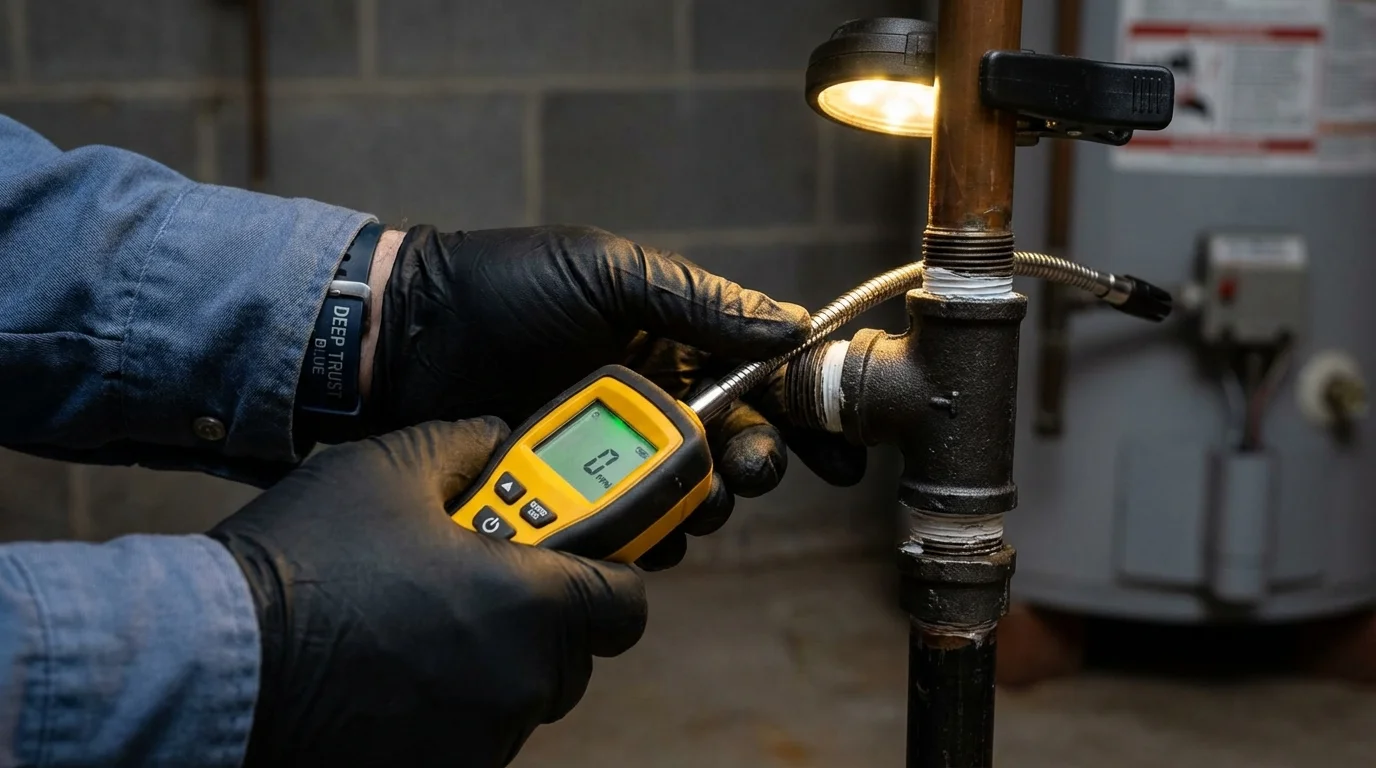 Gas leak detection with electronic sniffer by Johns Plumbing LLC in Allen Park