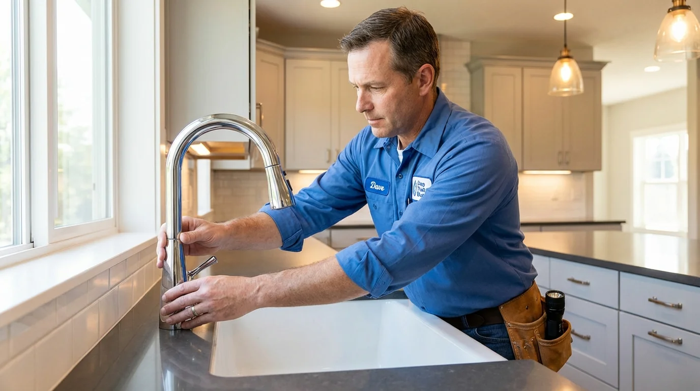 Kitchen faucet installation by Johns Plumbing LLC in Allen Park