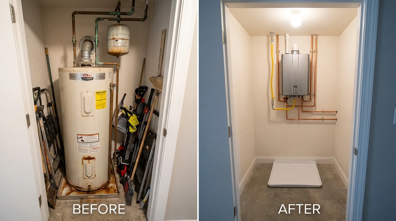 Tank water heater versus wall-mounted tankless unit comparison for Allen Park, MI homeowners