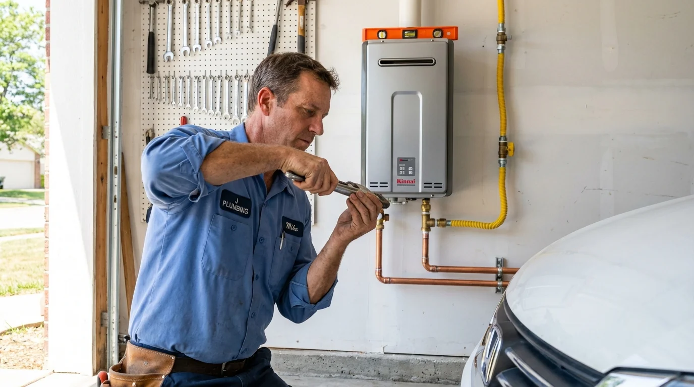 Tankless water heater installation by a Johns Plumbing LLC plumber in Allen Park